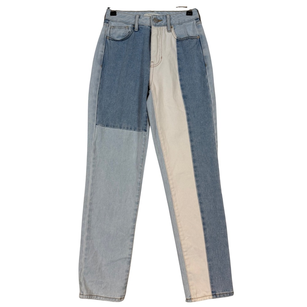 PacSun Womens Mom Jeans Size 23 Blue Colorblock Patchwork High Rise Denim Y2K